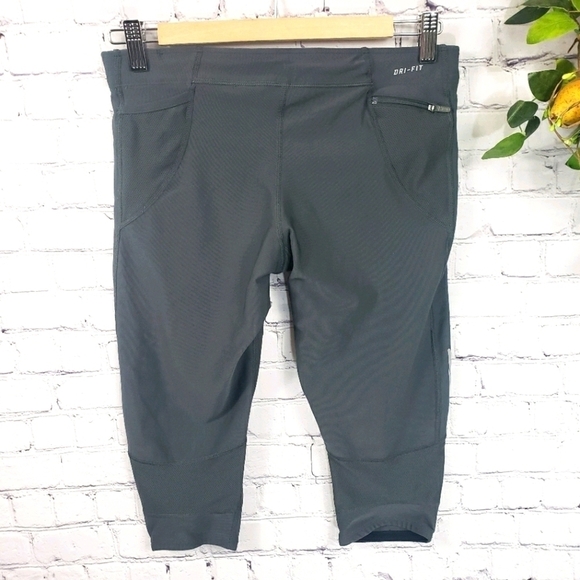 NIKE DRI-FIT Running Capris Gray Size M - Picture 2 of 12